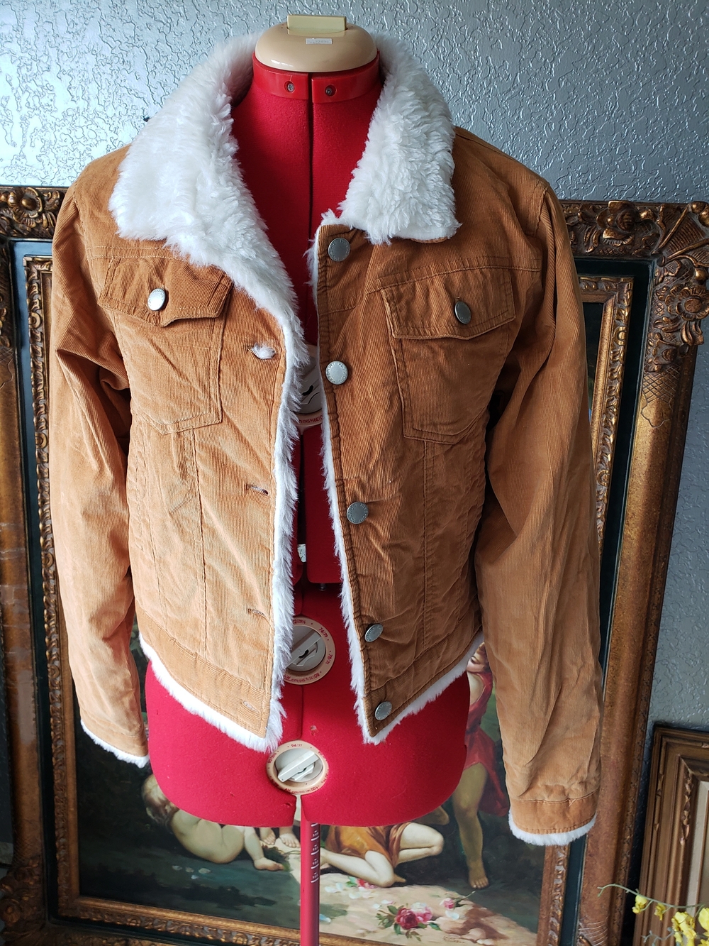 Passport Corduroy Jacket with Cream Faux Fur Trim